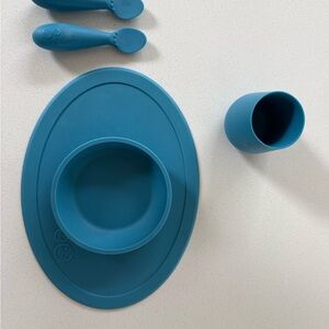 Ezpz Blue Silicone Baby Feeding Set